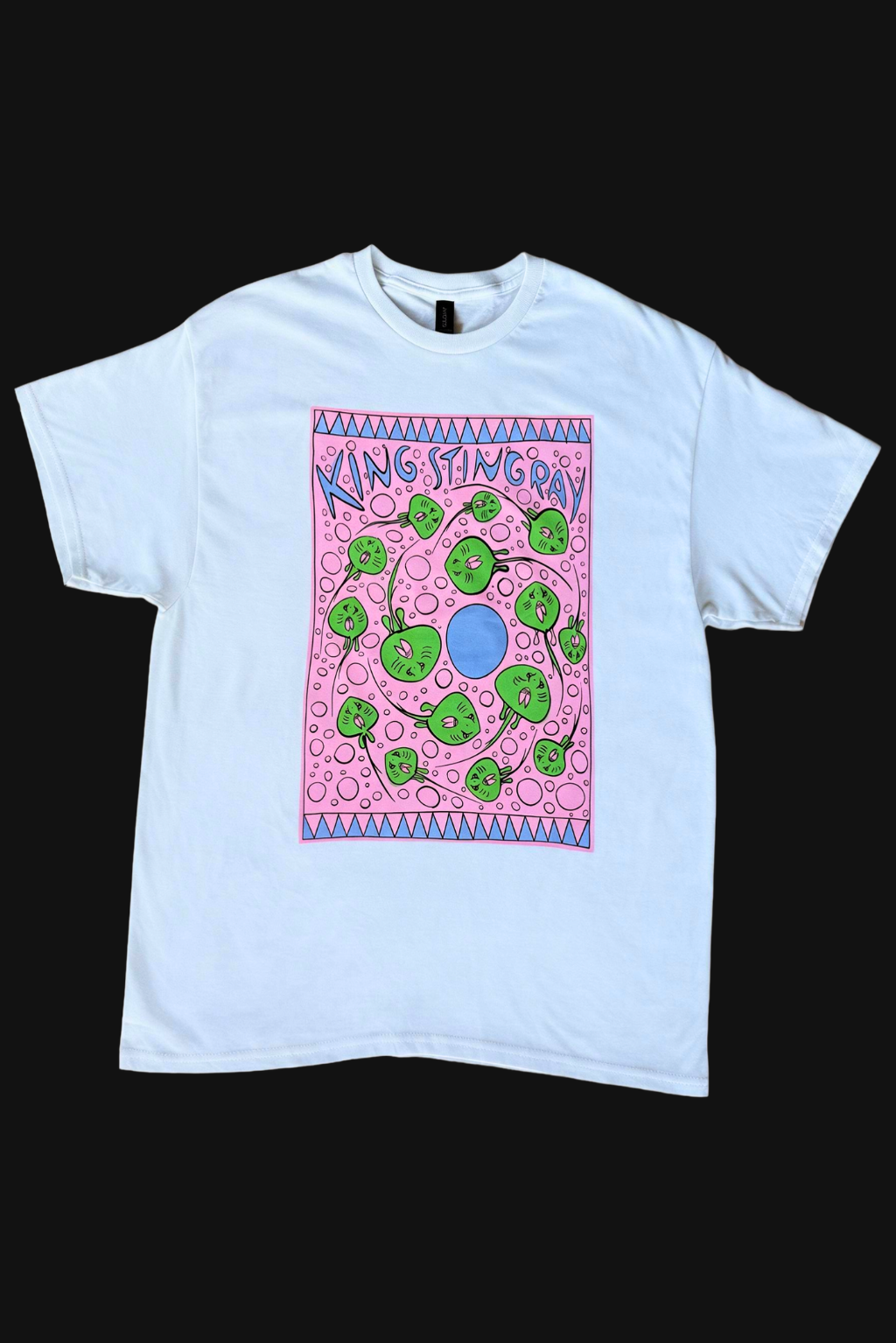 STINGRAYS WHITE TEE PINK/BLUE/GREEN